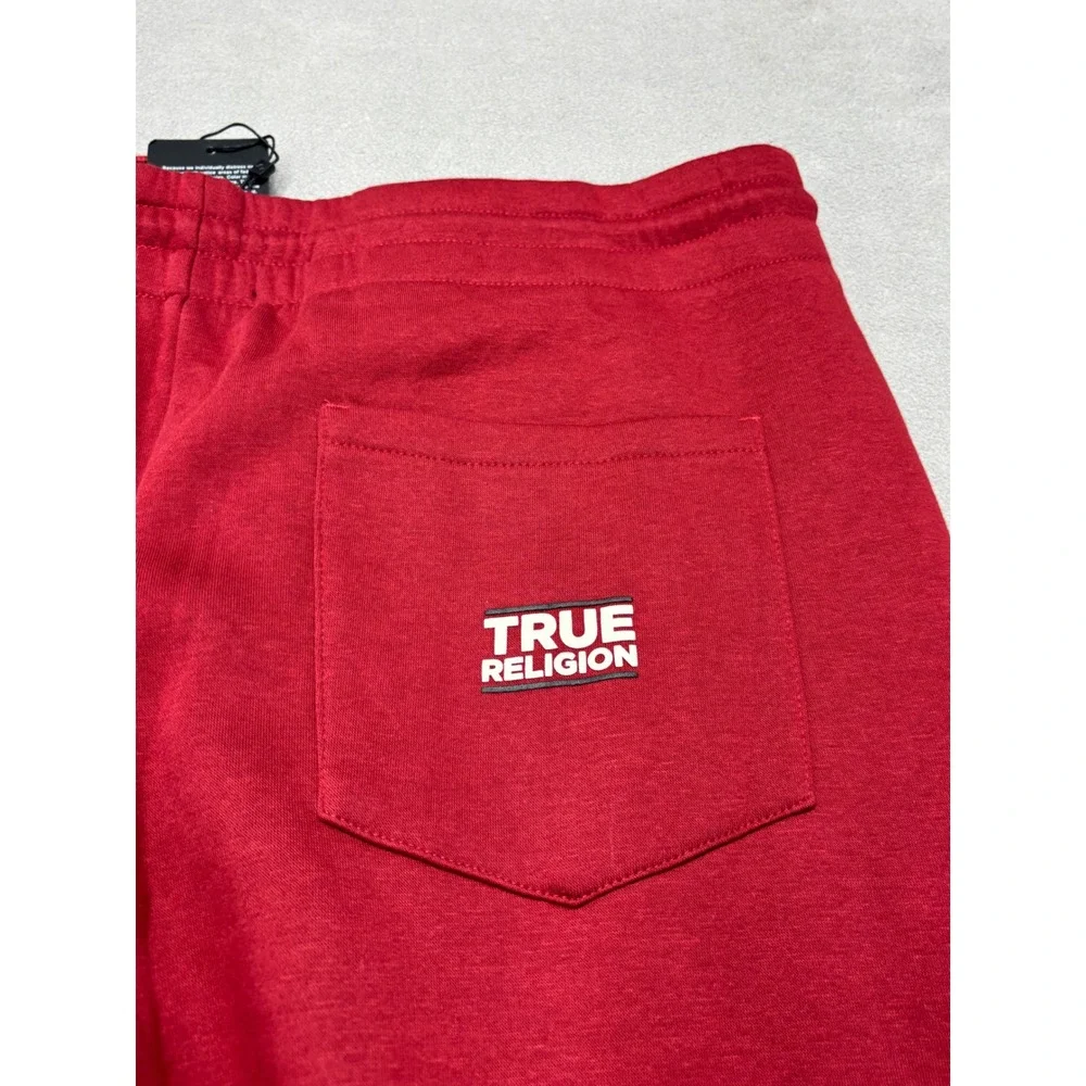 True Religion Hit Jogger Mens XXL Red Dahlia Graphic Fleece Sweatpants 108223